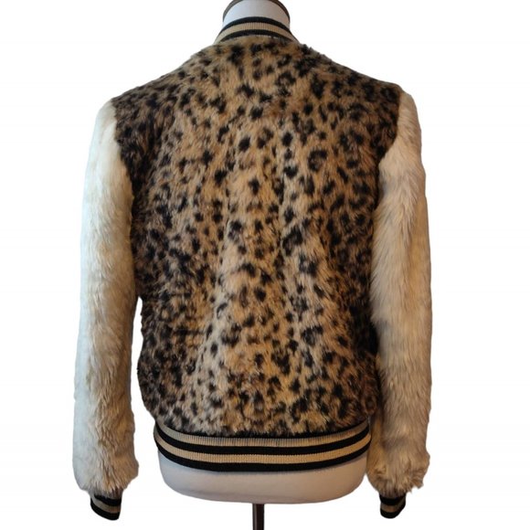 Mother Womens Faux Leopard Spot Me Fur The Snap Baseball Lined Jacket Size Small - Picture 3 of 11